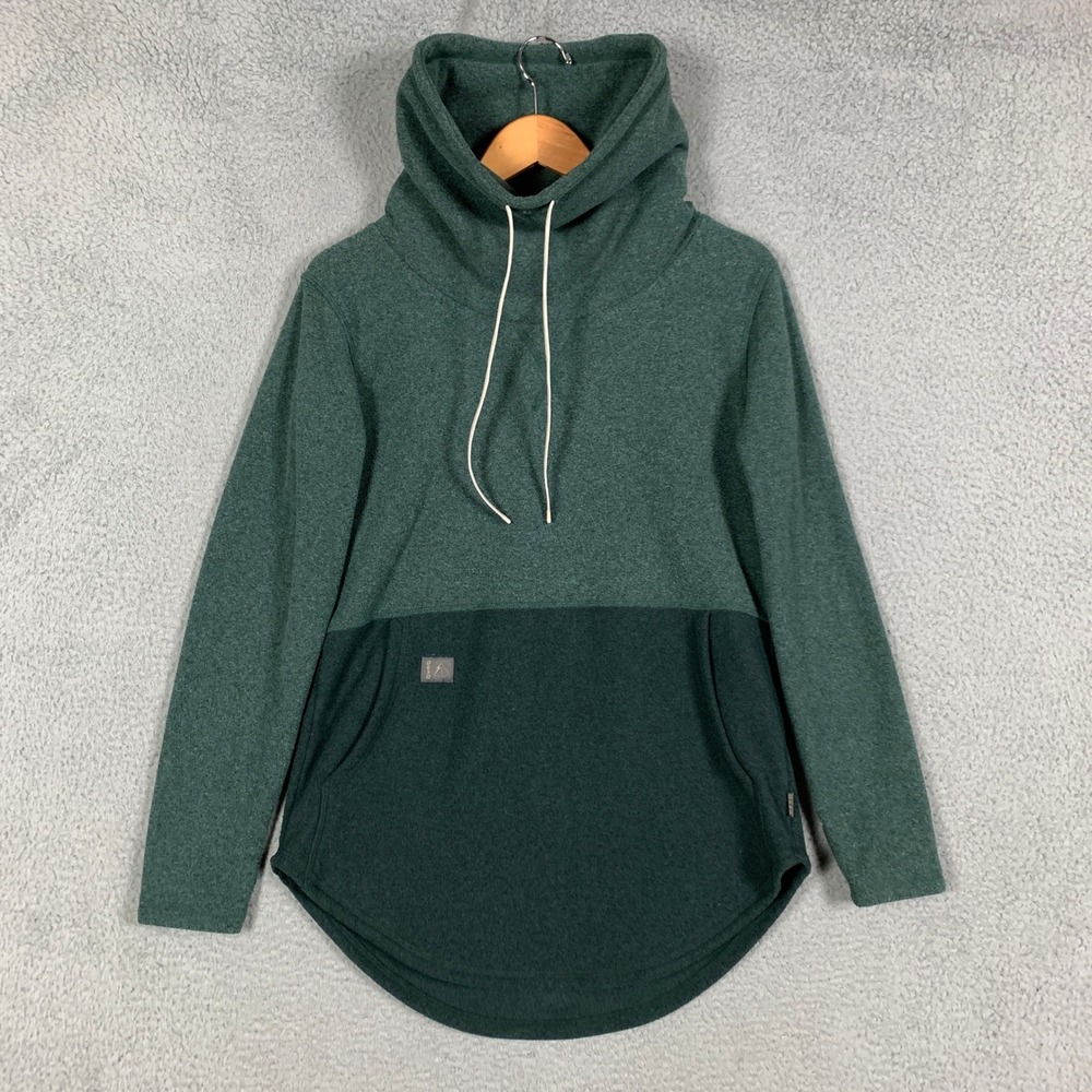 DESO Tallac Pullover Women's Medium M Green Colorblock Funnel Neck Fleece Top